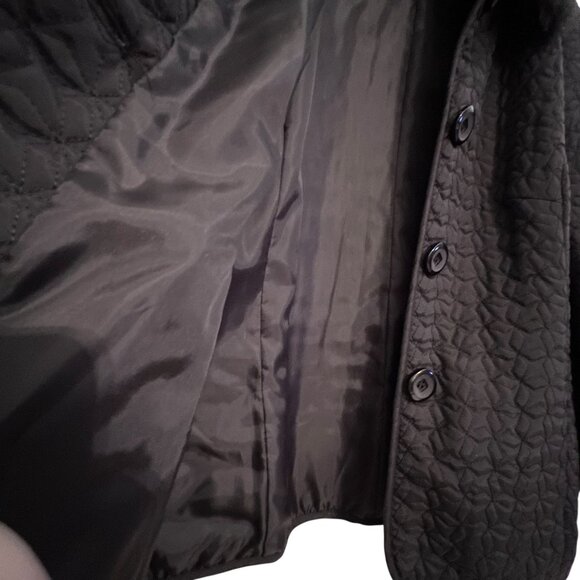 NWT John Paul Richard Uniform Quilted Black Jacket Silk Faux Fur Pockets PL - Picture 5 of 14